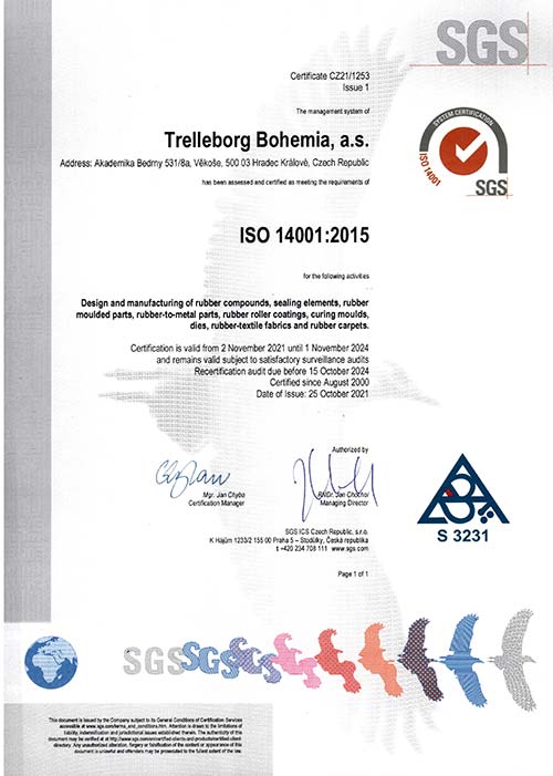 Trelleborg Bohemia - ISO 14001